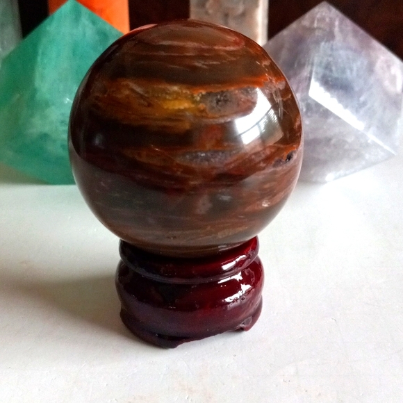 Petrified Wood Crystal Sphere - Picture 3 of 8